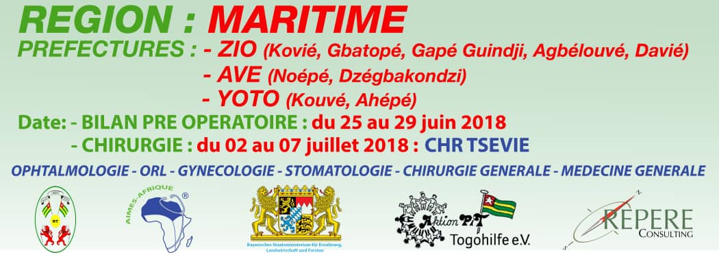 Mission médico-chirurgicale dans la Région Maritime du 25 juin au 07 juillet 2018