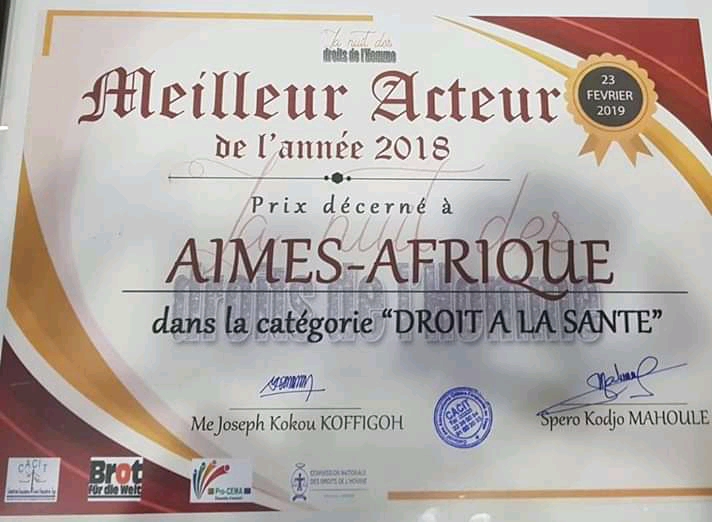 AIMES-AFRIQUE élu « Meilleur acteur de l’année 2018 » par le CACIT